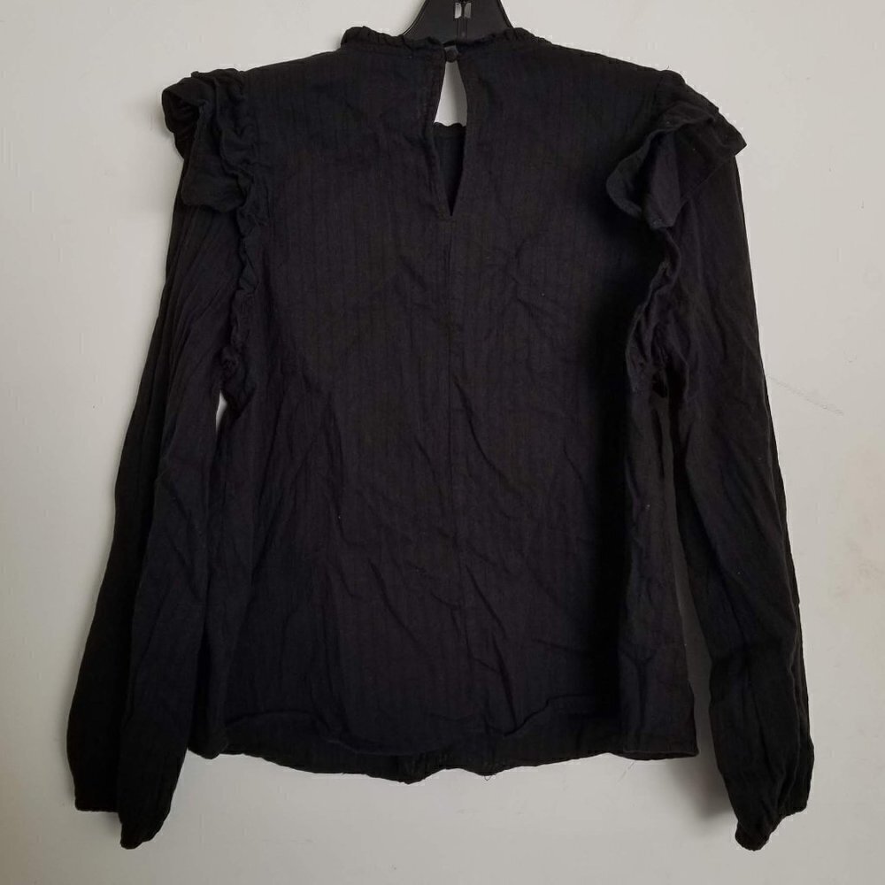 Morgan Claire Ruffle Long Sleeve Key Hole Back Top - Picture 2 of 9
